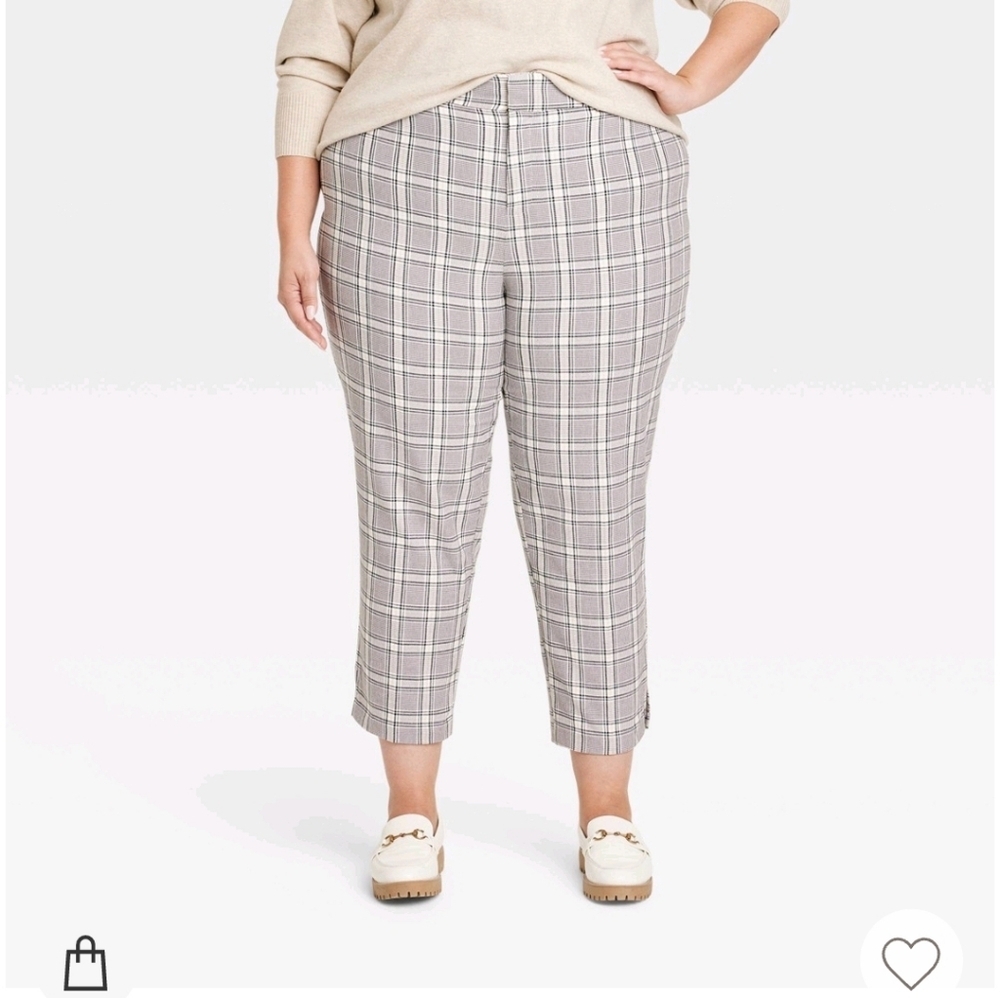 Ava & Viv Plaid High Rise, Ankle, Fitted Hip & Thigh Pants - Size 22